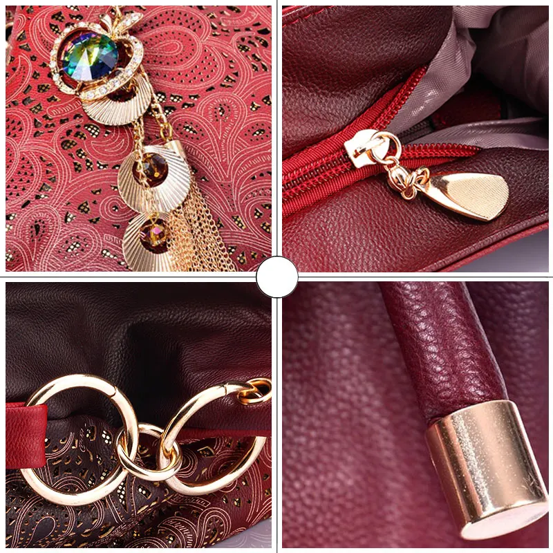  Top-handle Bags for Women Hollow Out Ombre Handbag Floral Print Shoulder Bags Ladies Pu Leather Tot - 32977991745