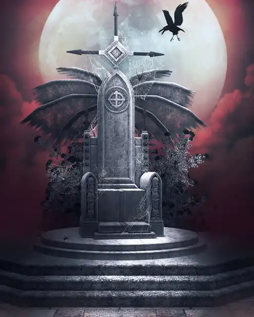 10x10FT Moon Sky Crow Graveyard Gravestone Tombstone