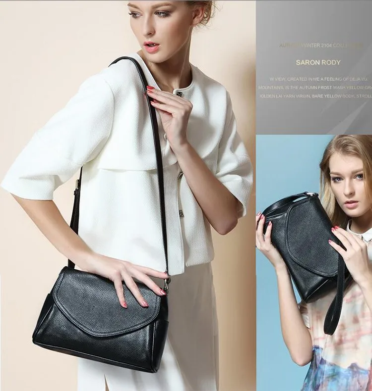 Женская сумка через плечо из коровьей кожи Qiwang, Женская Портативная сумка, модные маленькие сумки черного цвета с клапаном