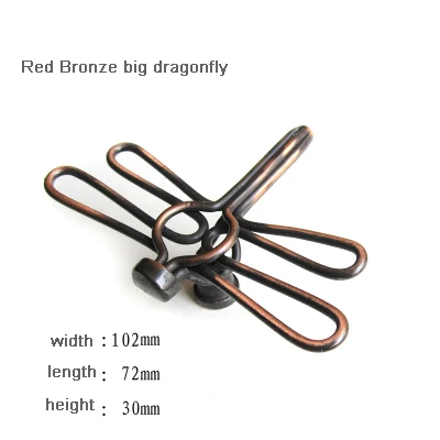 Red bronze big 1 шт Винтаж 3D Стрекоза ручка шкафа Ретро психического сплав Кухня шкаф двери тянуть ручки ящик гардеробы декоративные - Цвет: Red bronze big