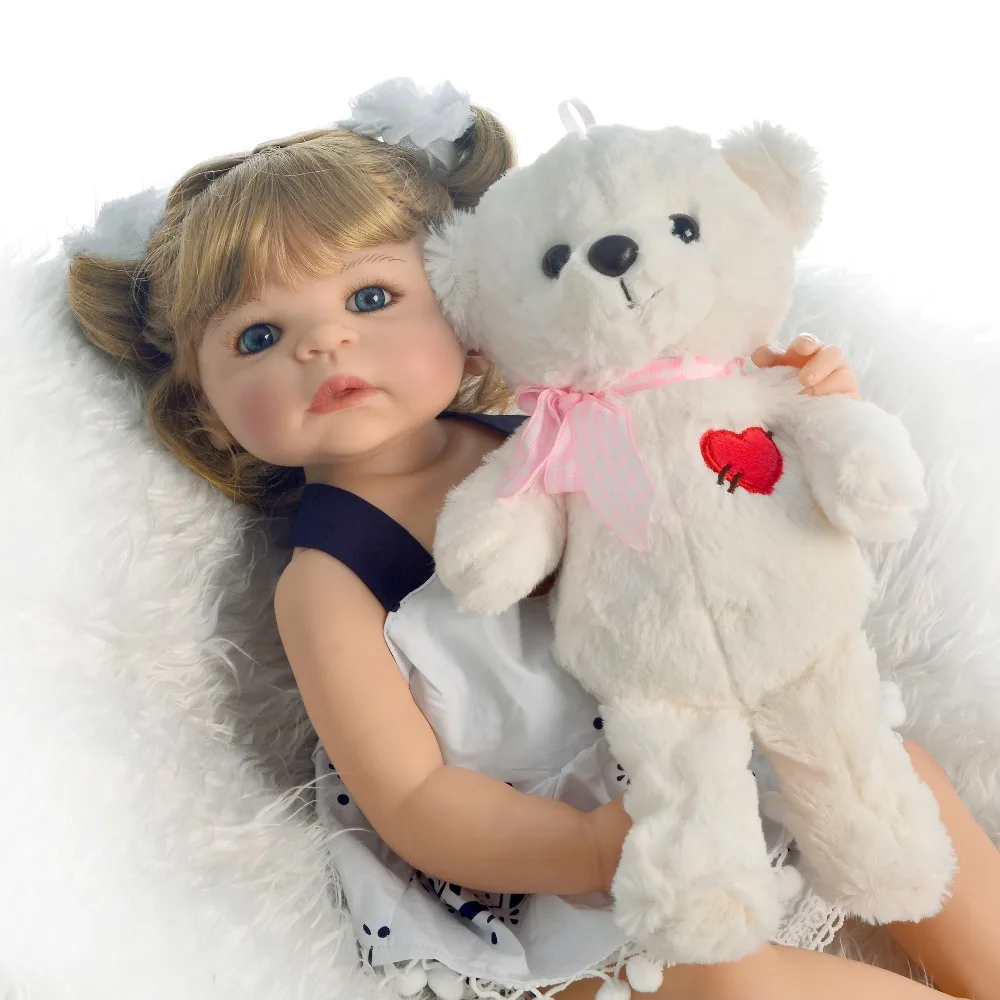 

55cm full silicone Reborn Baby Doll For Sale Lifelike Alive Doll Kids Playmate bebe toddler Xmas Gift bathe toys play house