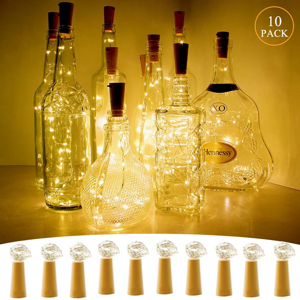 Grensk Wine Led Bottle Lights Cork Fairy String Lights 2M 20leds