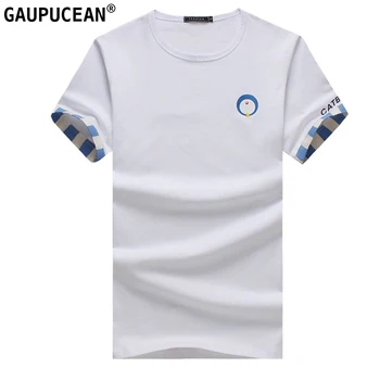 

95% Cotton 5% Spandex Man T Shirt Short Sleeves Summer Cartoon Navy Blue White Black Round Neck Male Fashion O-neck Men T-shirt