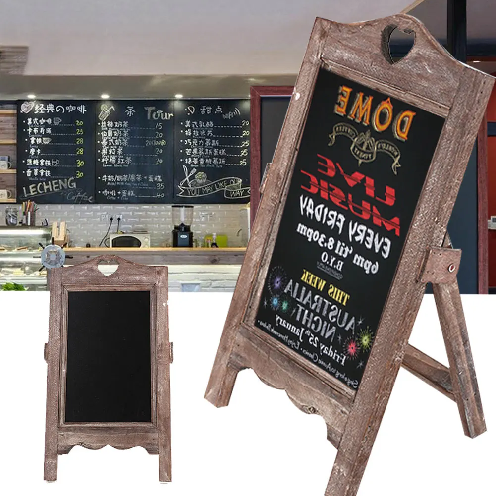 Wooden Small Blackboard Message Board Upright Home Restaurant Menu Card Desktop Cafe Multifunctional Decor Retro Nostalgia