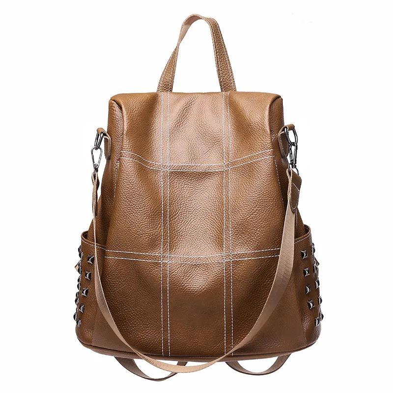 

Miyahouse PU Leather Large Capacity Women Backpack Simple Style Vintage Lady Schoolbag Preppy Style Travel Bag Female Rucksack
