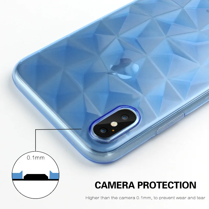 100 шт./лот 3 DTransparent чехол для iPhone X 8 7 6 Plus 3D Бриллиантовая задняя крышка полной защиты ТПУ Fundas Shell