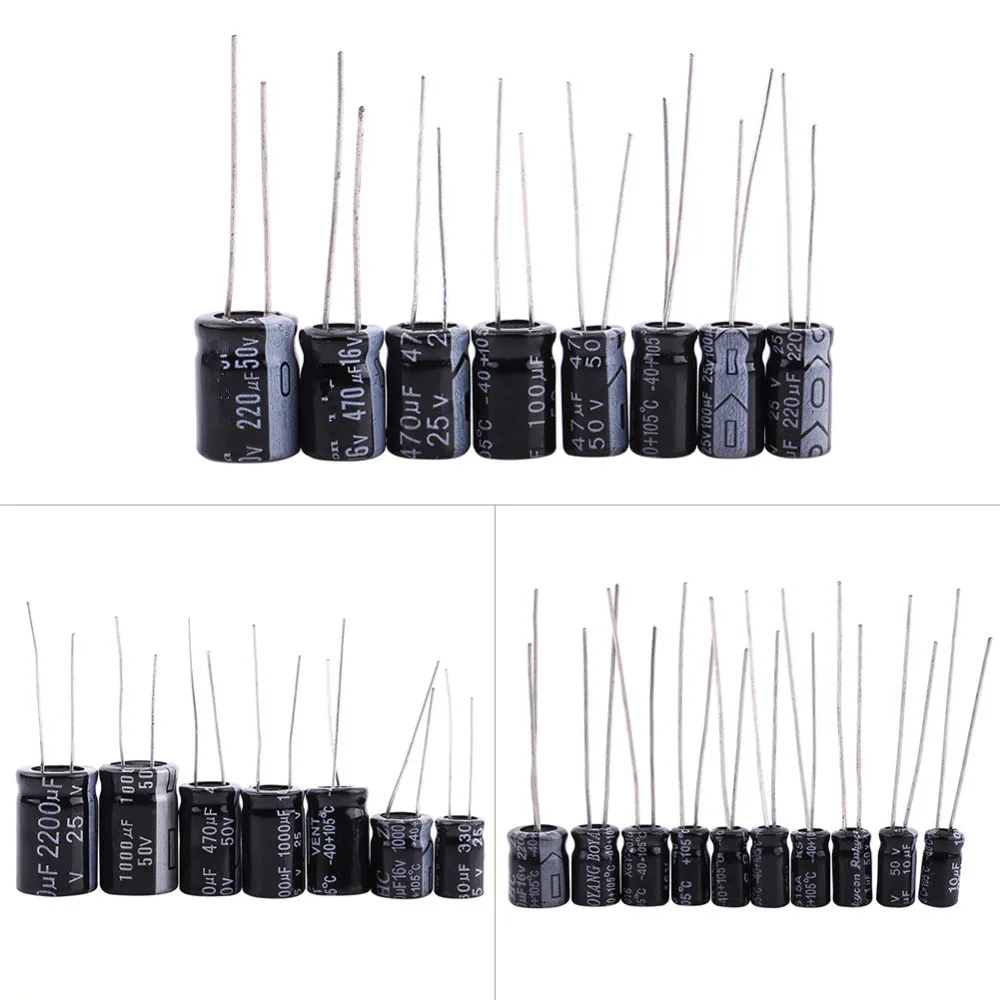 Wholesale 125pcs/Set 1uF2200uF 25 Values Electrolytic Capacitors