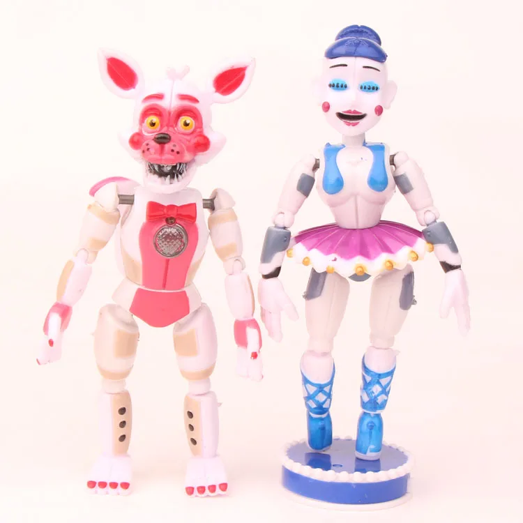 5 шт./лот FNAF Five Nights At Freddys Freddy toys Bonnie Foxy Fazbear медведь светодиодный светильник ПВХ совместный подвижный Фигурки игрушки 13-16 см