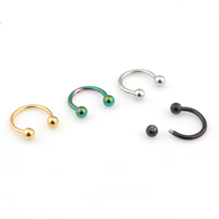 

Fashion Punk BCR Universa Horse Shoe Earring Silver Gold Black Titanium Steel Ball Ends Eyes Nose Earrings Ear Piercing Jewelry