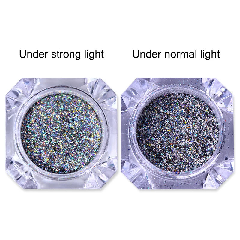 Holographic Nail Art Glitter Powder Gold Sliver Dust Sequins UV Gel Nail Chrome Pigment Decoration Laser Shiny Nail Glitter Set