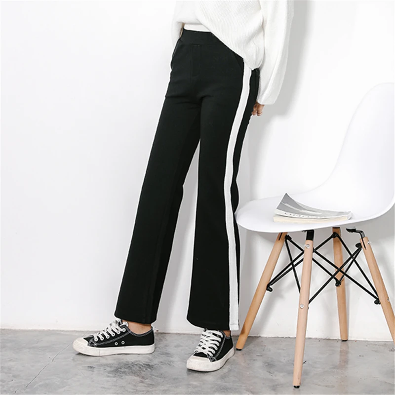 Spring Summer New Fashion Casual Pants Women Black and White Patchwork Pants Female Pockets
