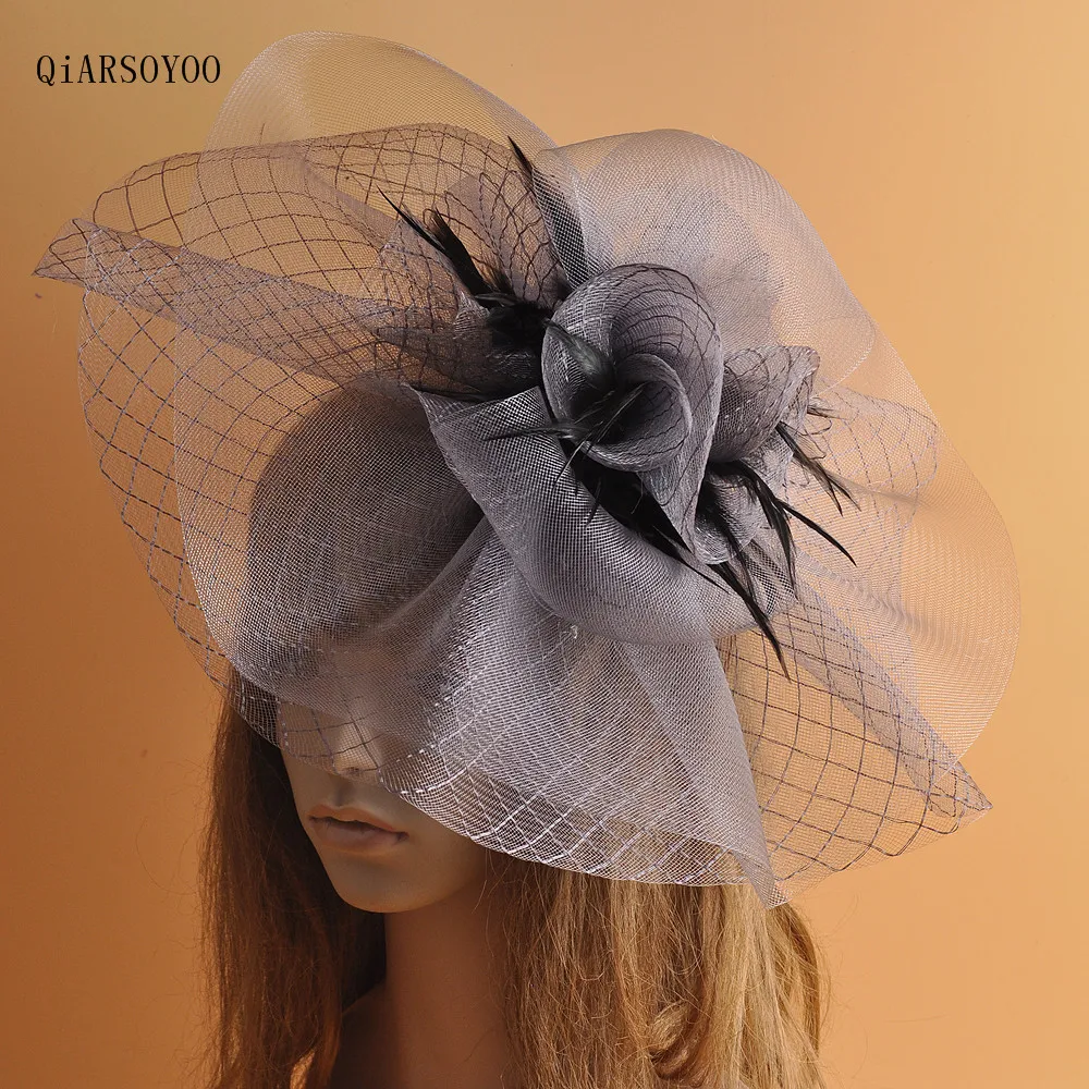 2017 New Women Hair Fascinators For Wedding Strip Mesh Gauze Gauze