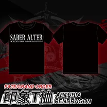 Судьба серии Black Сабер аниме футболка унисекс летняя футболка с коротким рукавом Топы хорошие модели Цвет черный 3