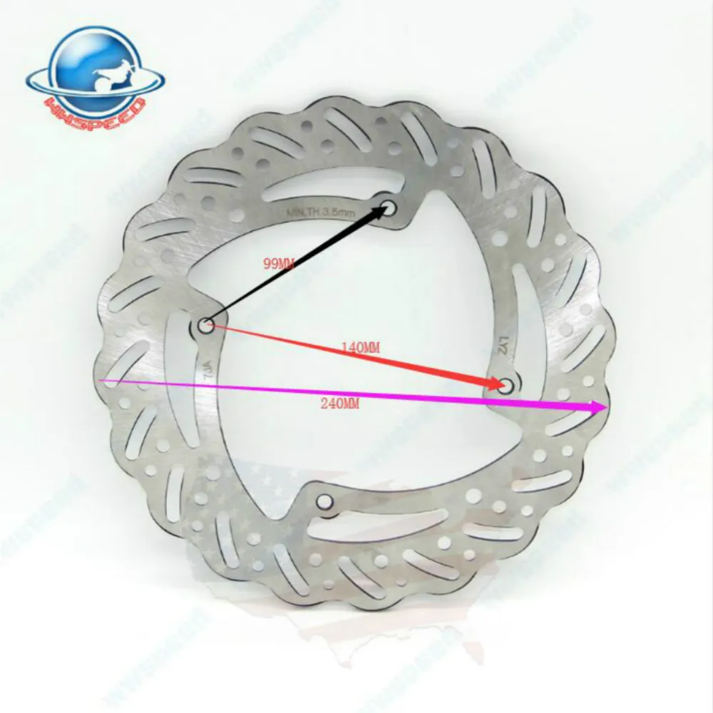 240MM Rear Wavy Brake Disc Rotor Dirt Bike Pit Bike brake MIN.TH.3.5MM