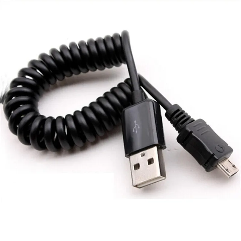 USB 2.0 A Male to Micro USB B Spiral Coiled 5 Pin Adapter Digital USB