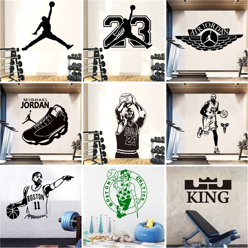 

Hot Michael Jordan Basketball Kyrie Irving Kobe Bryant Vinyl Wall Sticker For Boys Bedroom Decoration GYM Sports Wallpaper mural