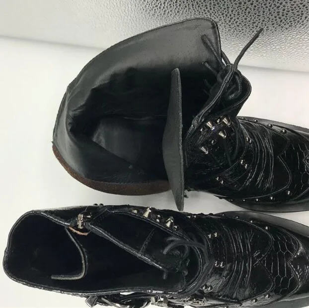 Nieve 2 Botas Pie Color Zapatilla Kaeve Puntiagudo Vaquero Tobillo color Del Dedo Hombres 1 Zapatos Otoño color 3 Militar Planos Cuero Los Metal De Genuino Marrón zgzwq0