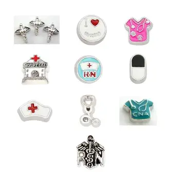 

Multiple Choise 20PCS/lot Medical Series Nurse RN Floating Locket Charms Fit For Memory Magnetic Locket Pendant
