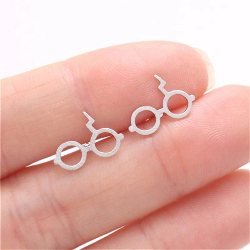 

LE SKY Cute Harry Glasses Stud Earrings Magic Glasses Stud Earring Lighting Glasses Earring For Wedding Party Gifts