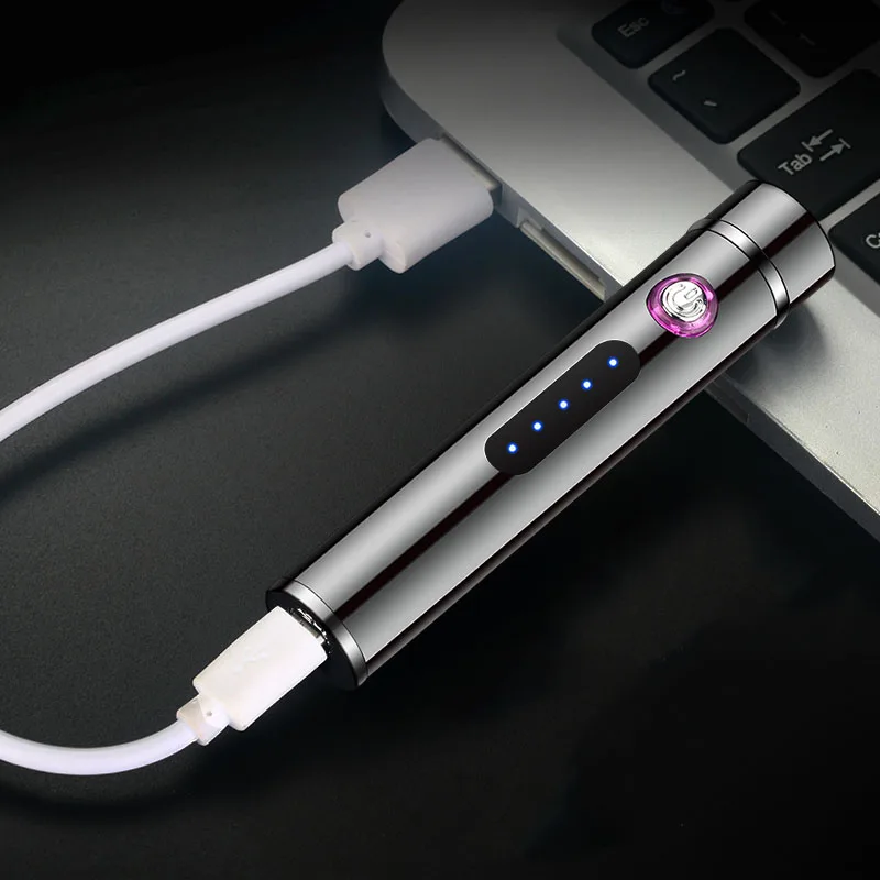Плазменная ветрозащитная Зажигалка для сигарет мини цилиндрическая USB зарядка