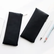 Модный черный чехол-карандаш, милый портативный кожаный школьный пенал для карандашей, сумка для канцелярских принадлежностей, детский подарок, офисные школьные принадлежности Zakka