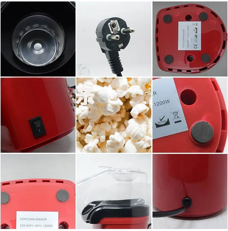 1200W Mini Home Popcorn Machine Plug-In Hot-Air Oil-Free Popcorn Machine  Popcorn Makers for Home Kitchen Party Travel US EU Plug