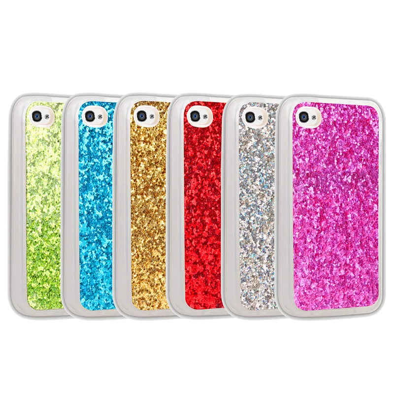 

For Iphone 4S iphone4 Glitter Case Colored Shining Silicon TPU Shiny Glitter Back Cover Case for Apple iPhone 4 4G 4S Soft Cover