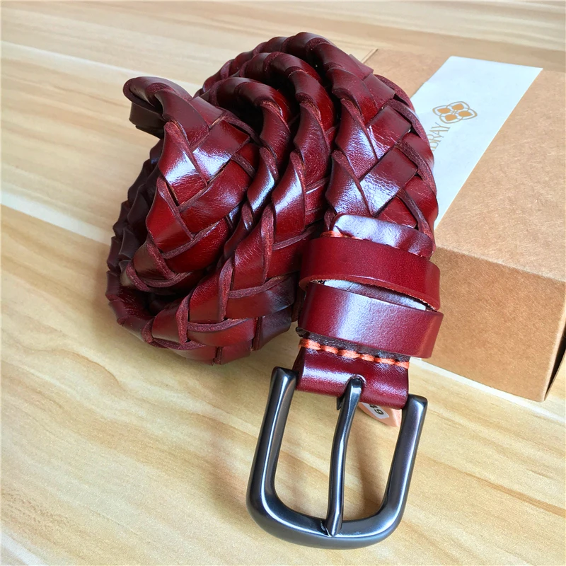 Handmade Braided Belt Genuine Leather Top Quality Mens Belts Luxury Men Belt British Style ...