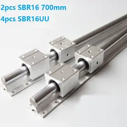 2 шт. SBR16 700 мм Поддержка рельсовая линейная направляющая + 4 шт. SBR16UU линейных beairng для ЧПУ детали для фрезерного станка линейный рельс