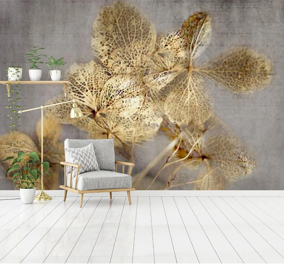 

Gold Hollowed leaf 3d Murals Wallpaper 3d Wall Photo Mural for Living Room Sofa Background 3d Wall Mural Wall paper Papel Mural