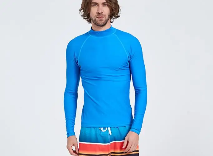 Мужские рубашки для купания с длинными рукавами и защитой от солнца, свободная одежда для спорта, UPF 50+ Защитная пляжная одежда, однотонные, белые, синие, черные, M 4XL