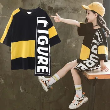 

ZSIIBO Fashion Female Drees For Girl Costume Harajuku Hip hop Summer Short sleeve Cotton Girls Tops children Clothes WGTQ83