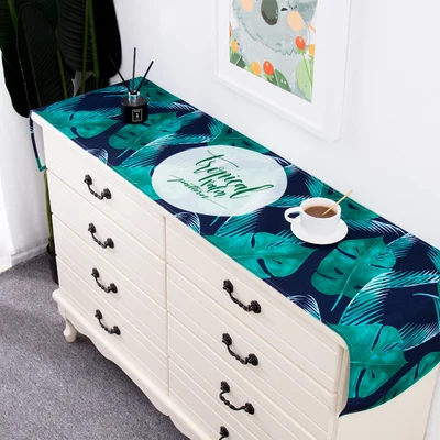 

Pastoral style table runner Home Decor Leaf cotton and hemp thickening table flag Rectangular cloth art TV cabinet cover