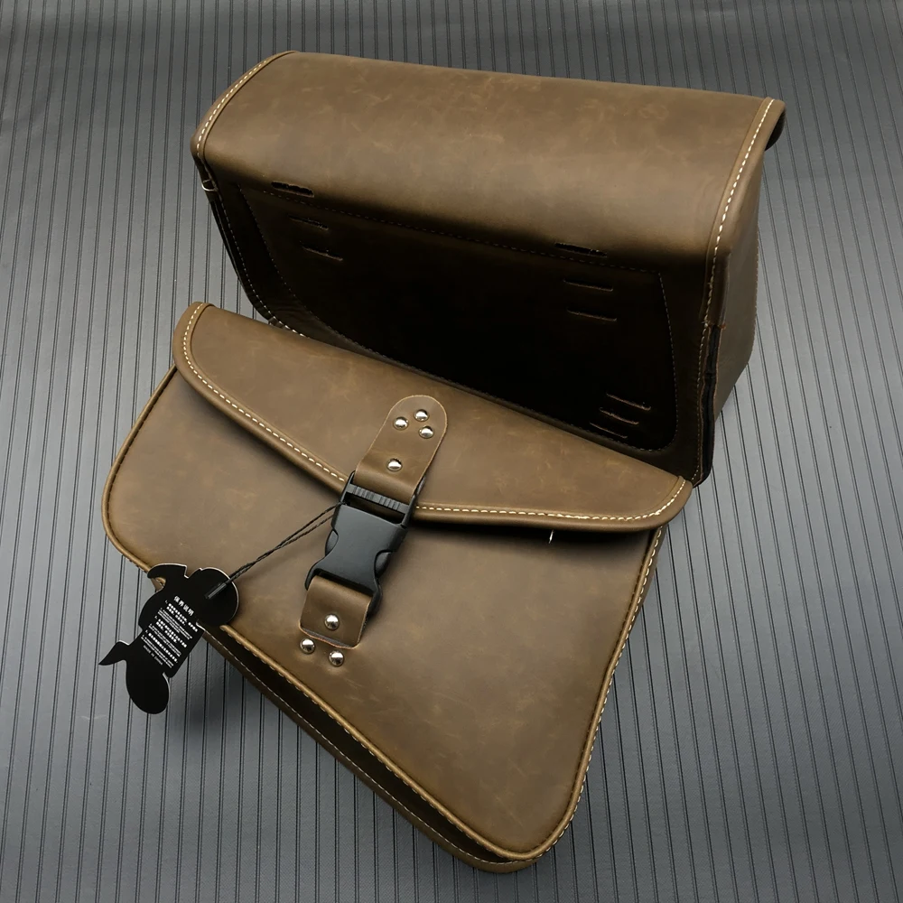 

Motorcycle Vintage Retro PU Leather Left Side+Right Saddlebag Saddle Bag Luggage Bag For Harley Sportster XL 883