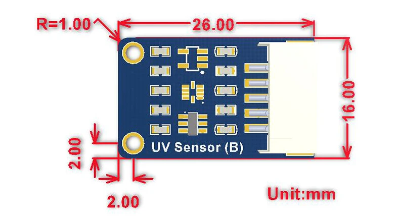 Waveshare ультрафиолетового Сенсор I2C Интерфейс УФ-индекс значение Выход поддерживает прерывания Выход программируемые верхнего/нижний порог