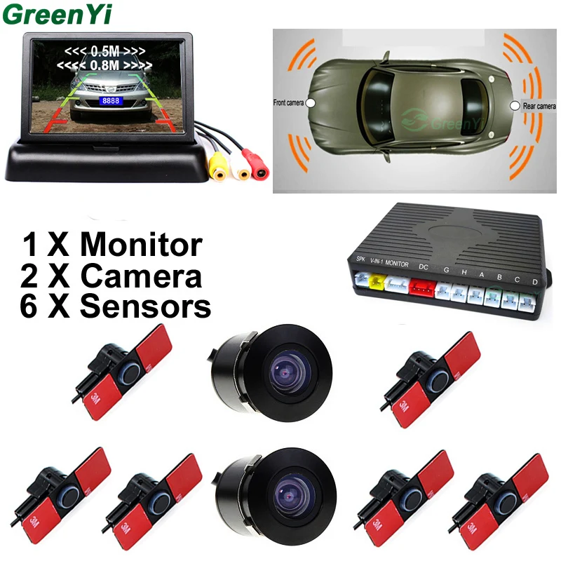 Car Parking Sensors 13mm Flat Sensors Reverse Backup Radar With Front