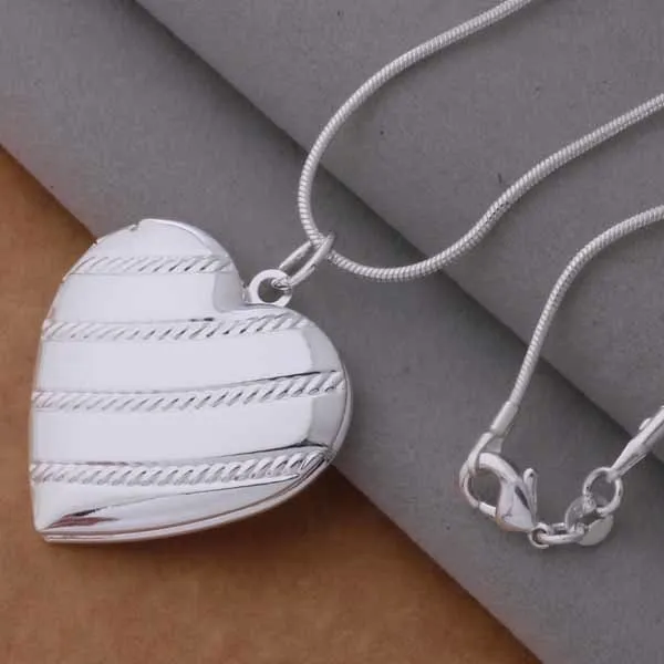 

An731 Hot 925 Sterling Silver Necklace 925 Silver Fashion Jewelry Pendant Bevel Heart /hdvapvca Bihajzoa