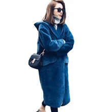 Abrigo Mujer Invierno новое модное женское корейское шерстяное пальто высокого качества синяя Повседневная Свободная куртка Свободная верхняя одежда пальто D18