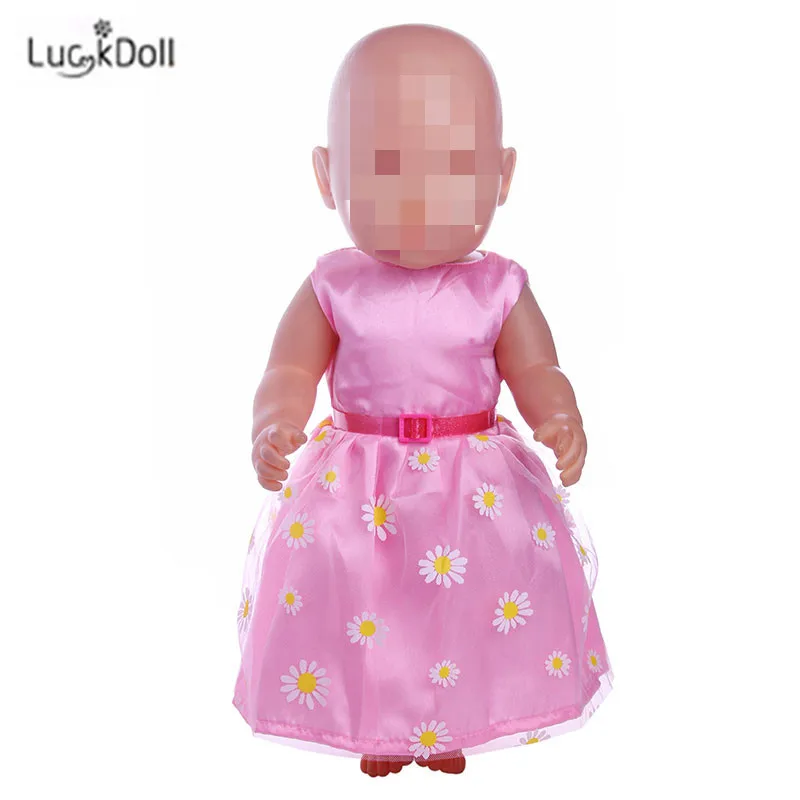 LUCKDOLL модное летнее розовое платье подходит 18 дюймов Американский 43 см детская кукла одежда аксессуары, игрушки для девочек, поколение, подарок на день рождения