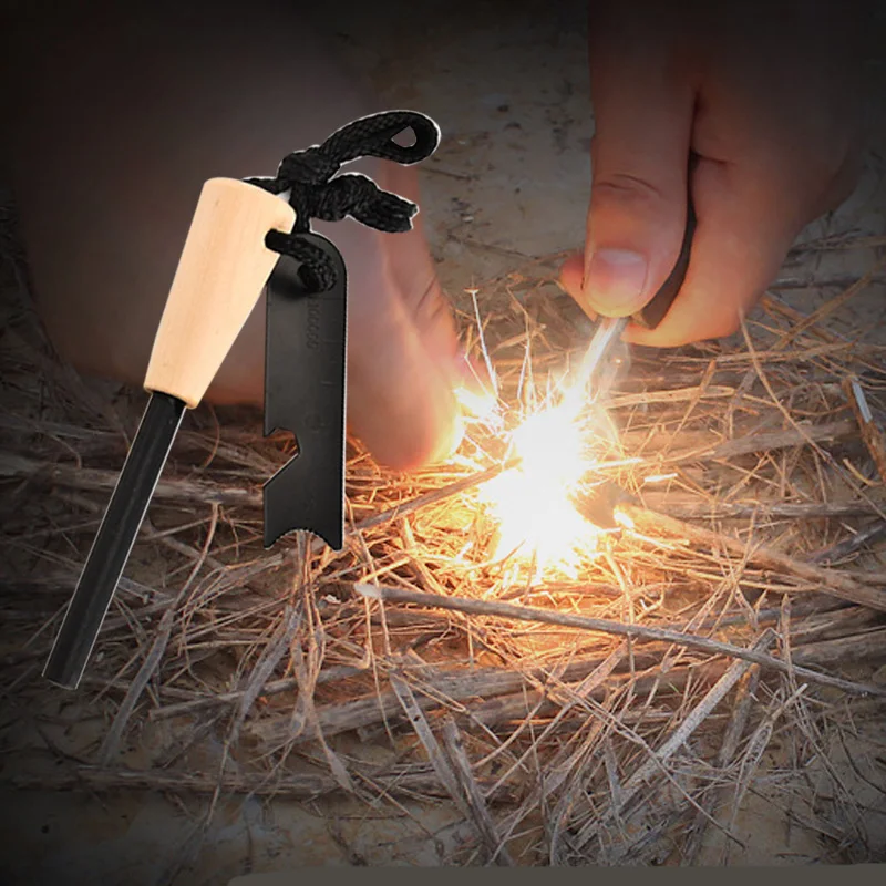 Wood Handle Lighter Outdoor Survival Equipment Camping Edc Tools huismerk kopen in de aanbieding