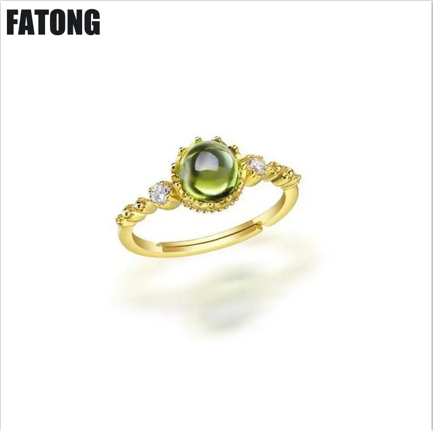 

Peridot Adjustable Ring in 925 Sterling Silver Vintage lace openwork. J034