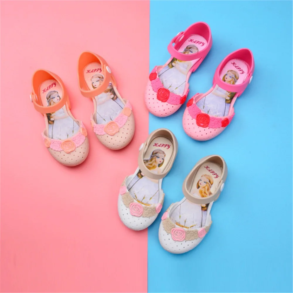 Girl's New Arrival Roses Flowers Decor Mini Melissa Summer Sandals Casual Fashion Round Toe Jelly Shoes Flat Beach | Детская одежда