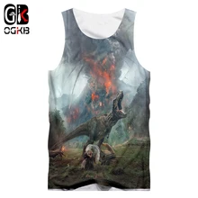 OGKB Tank Top Erkek giysileri Yeni Volkanik dinozor Tank Top erkek Komik Bilim kurgu tema 3D baskı Sonbahar Erkek kısa