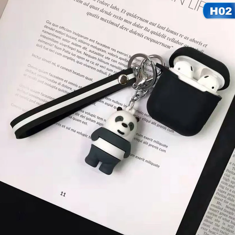 Силиконовый чехол, наушники для A^ pple Airpods, Bluetooth наушники, защитный чехол, мультяшная панда, коробка с брелком, чехол для хранения - Цвет: 5081H02