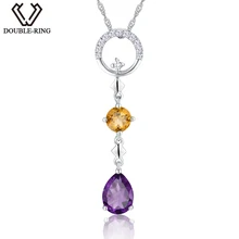 DOUBLE-R 0.75ct Натуральный камень аметист Подвески девушка 925 Серебряный Water Drop Подвески Ожерелья для мужчин подарок Ювелирные изделия с драгоценными камнями CAP03365SB-1