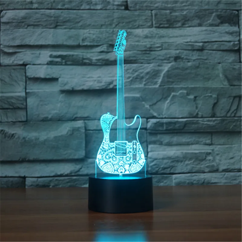

New guitar 3D lamp seven color gradient LED acrylic visual lamp creative touch illusion lamp LED toys Children's toys