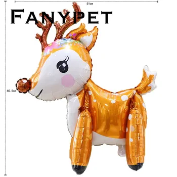 

New 3D 60*51cm Cute Deer Helium Foil balloons Cartoon Elk Animal Balloon Baby Shower Birthday Wedding Party Decoration Supplies