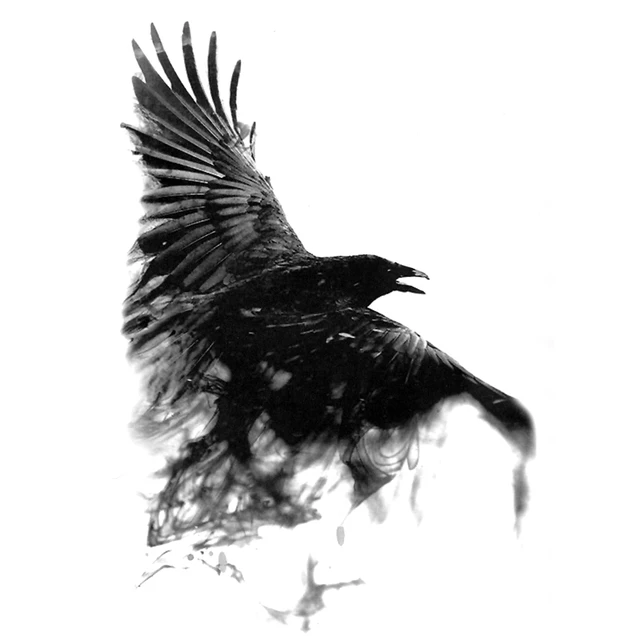 Black Raven Temporary Waterproof Tattoos Men Harajuku henna Tattoo