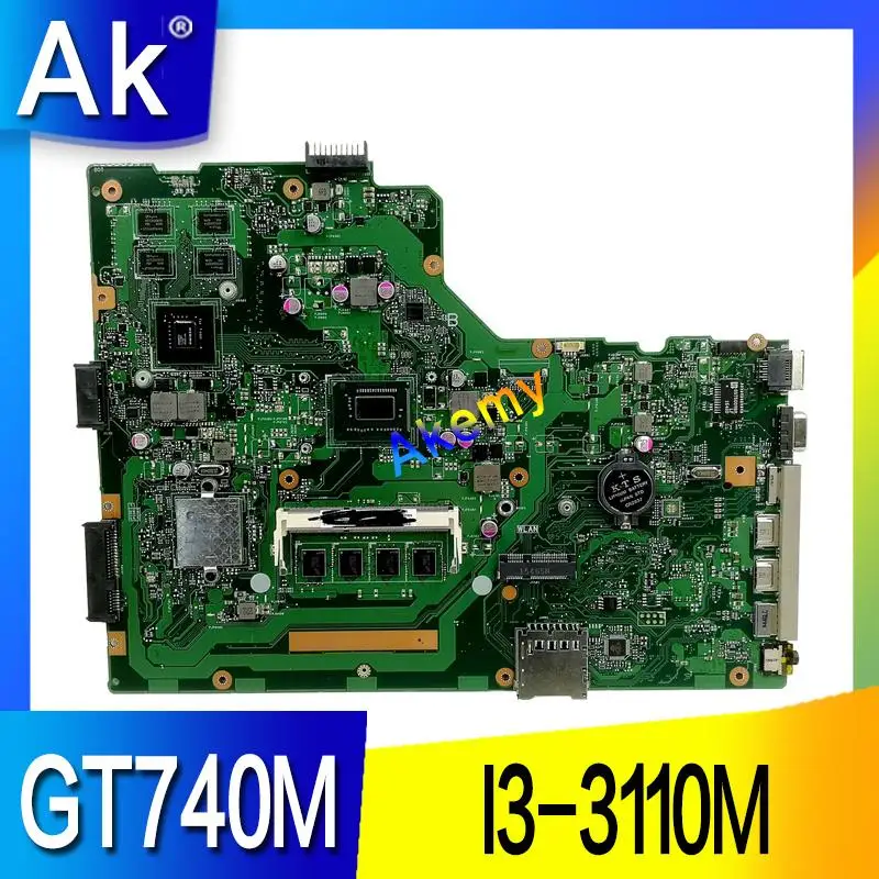

Akemy X75VB Laptop motherboard for ASUS X75VB X75VD X75VC X75V Test original mainboard HM76 4G RAM GT740M I3-3110M