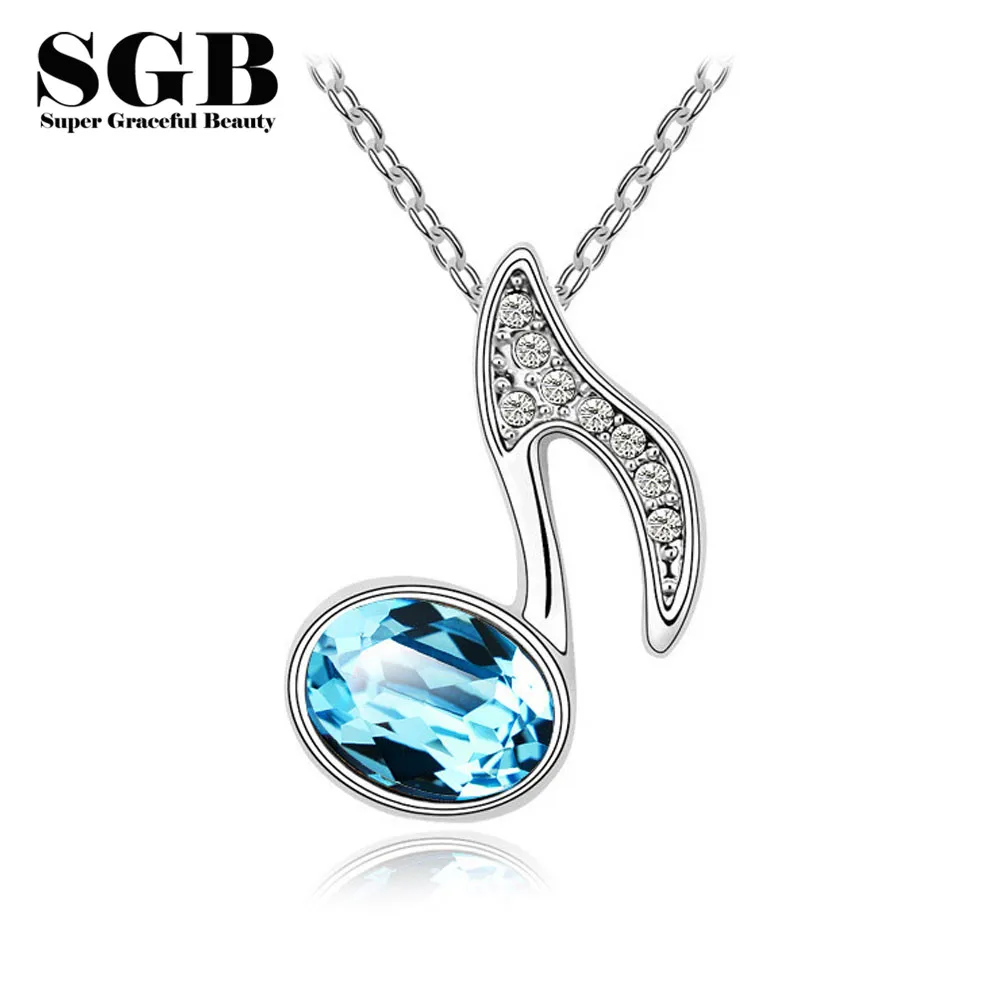 Pretty Musical Symbols Trendy Jewelry Crystal Long Necklace For Women